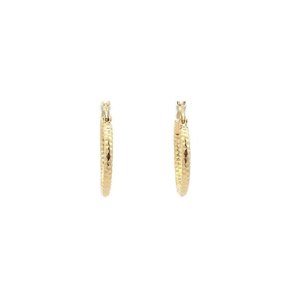 18K Gold Earrings Hoops Small Textured 1.14 grams